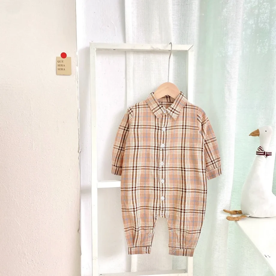 Sanlutoz Fashion Plaid Jumpsuits Long Sleeves Newborn Baby Clothing Cotton Infant Rompers