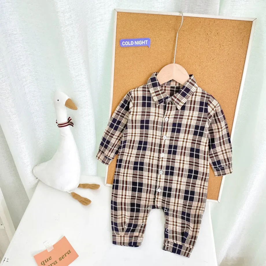 Sanlutoz Fashion Plaid Jumpsuits Long Sleeves Newborn Baby Clothing Cotton Infant Rompers