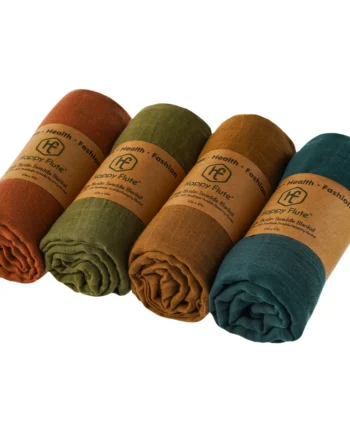 HappyFlute 4Pieces/Set Muslin Blankets 120*110cm Unisex Baby Swaddle Warp Muslin Cotton Baby Blanket