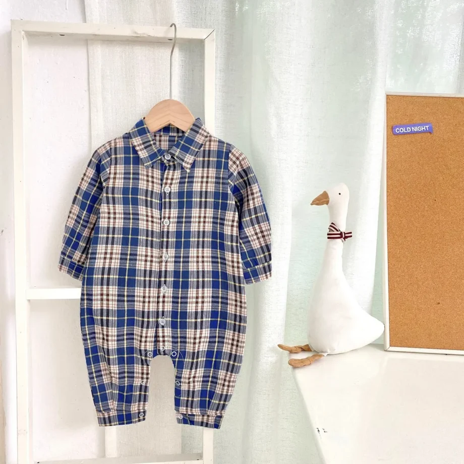 Sanlutoz Fashion Plaid Jumpsuits Long Sleeves Newborn Baby Clothing Cotton Infant Rompers