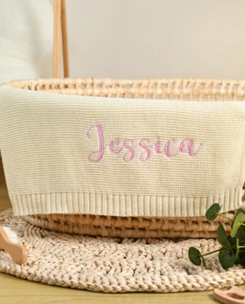 Personalized Baby Swaddle Blanket with Name Custom Knited Baby Blanket with Embroidery Name Baby Newborn Kids Girls Boys Gifts