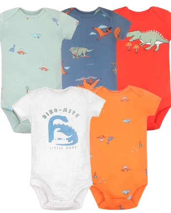 5Pcs/lot Baby Boys Romper Fashion Soft Cotton Summer Bebe Clothes Infant Jumpsuit Cartoon Dinosaur Newborn Baby Girl Clothes