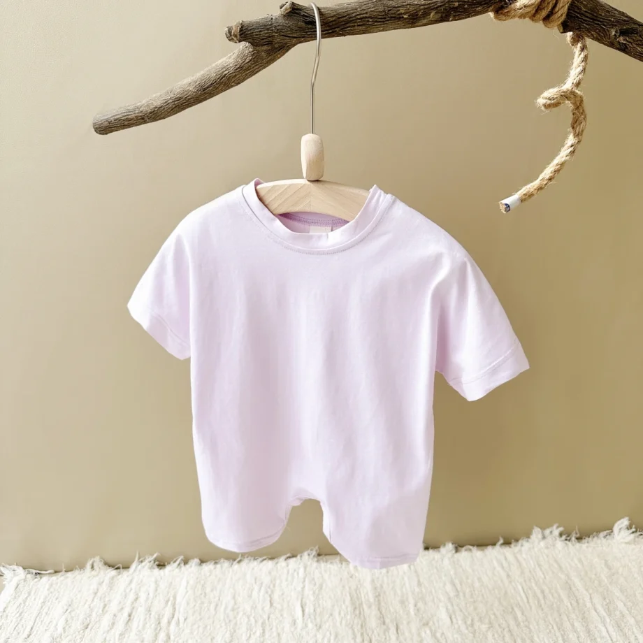 Summer New Fashion Jumpsuit Baby Boys and Girls Newborn Solid Color Short Sleeve Jumpsuit Children's Shorts Jumpsuit