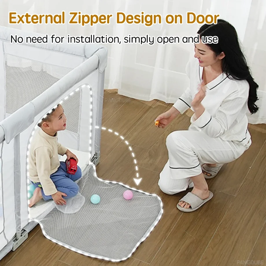 PANGDUBE Foldable Baby Playpen Outdoor Baby Activity Fence Thicken Steel Pipes Kid Folding Playground Baby Games Park Activities