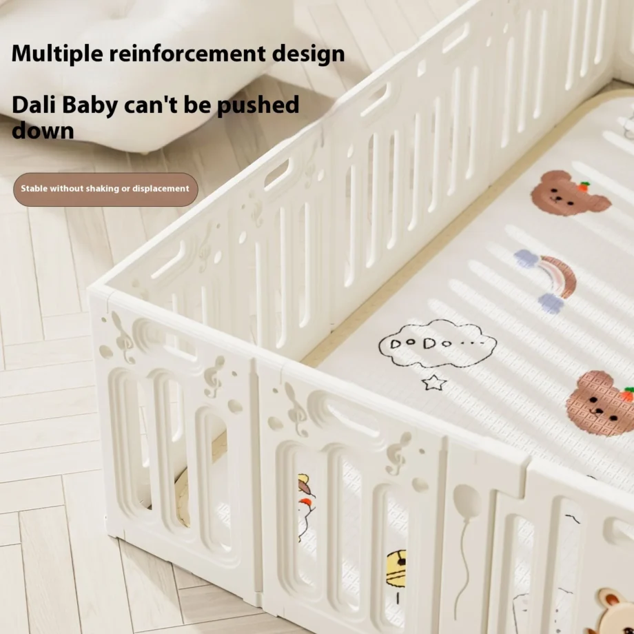 Baby Playpen Safety Fence Indoor Play Yard for Toddlers Kids Activity Center Baby Proofing Guardrail with Play Mat Living Room