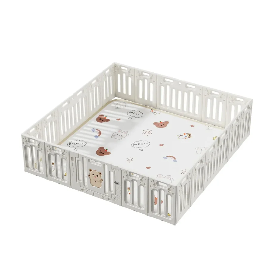 Baby Playpen Safety Fence Indoor Play Yard for Toddlers Kids Activity Center Baby Proofing Guardrail with Play Mat Living Room