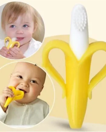 Baby Silicone Training Toothbrush BPA Free Banana Shape Safe Toddle Teether Chew Toys Teething Ring Gift Infant Baby Chewing