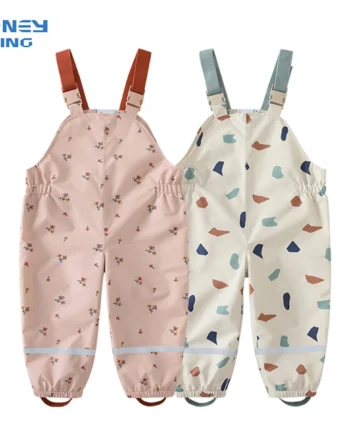 HONEYKING Children Waterproof Rain Pants Baby Jumpsuits Boys Girls Overalls Pants Fashion Kids Overalls