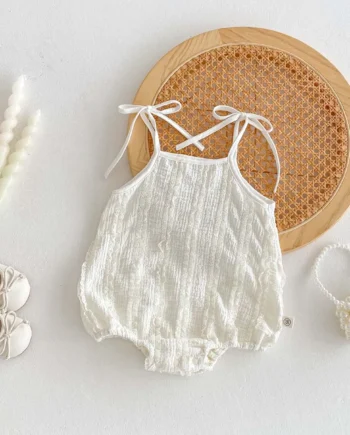 Summer baby basic simple lace sling jumpsuit, baby girl casual thin sling jumpsuit, suitable for indoor and outdoor wear