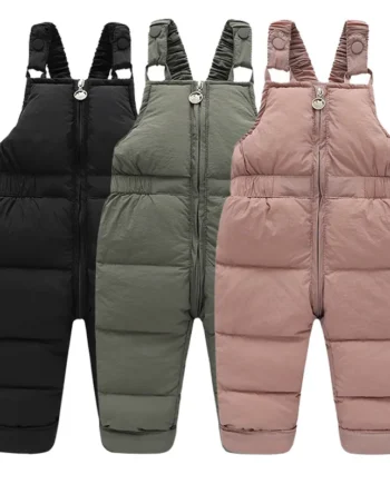 Children Winter Warm Overalls Girls & Boys Winter Thick Pants Cotton Filling Kids Overalls Toddler Baby Ski jumpsuit 1-5 years