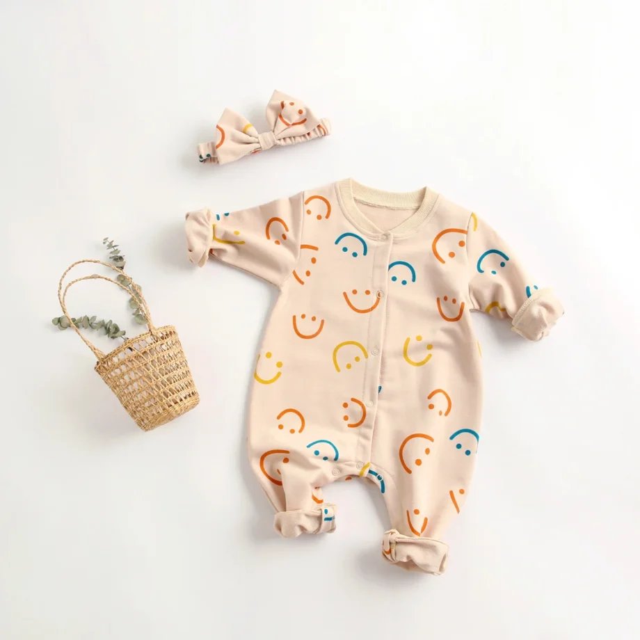 Sanlutoz Lovely Baby Girls Jumpsuits Autumn FashionToddler Rompers Clothing Long Sleeve with Headband