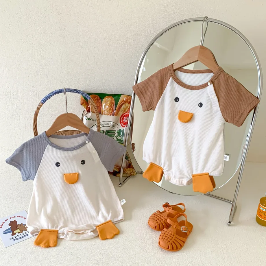 Summer Baby Romper 3D Duck Pattern Short Sleeved Infant Boys Jumpsuit Baby Clothes Cute 0-24Months