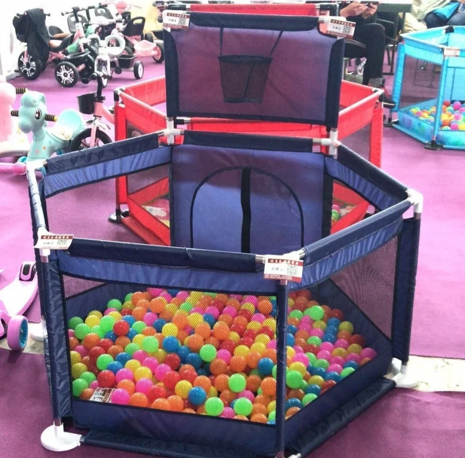 Baby Play Fence Multifunctional Learning To Walk Safety Barrier Fence Six-point Support Ball Box Playpen Thicken Steel Pipes