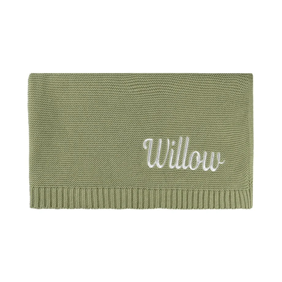 Personalized Baby Swaddle Blanket with Name Custom Knited Baby Blanket with Embroidery Name Baby Newborn Kids Girls Boys Gifts