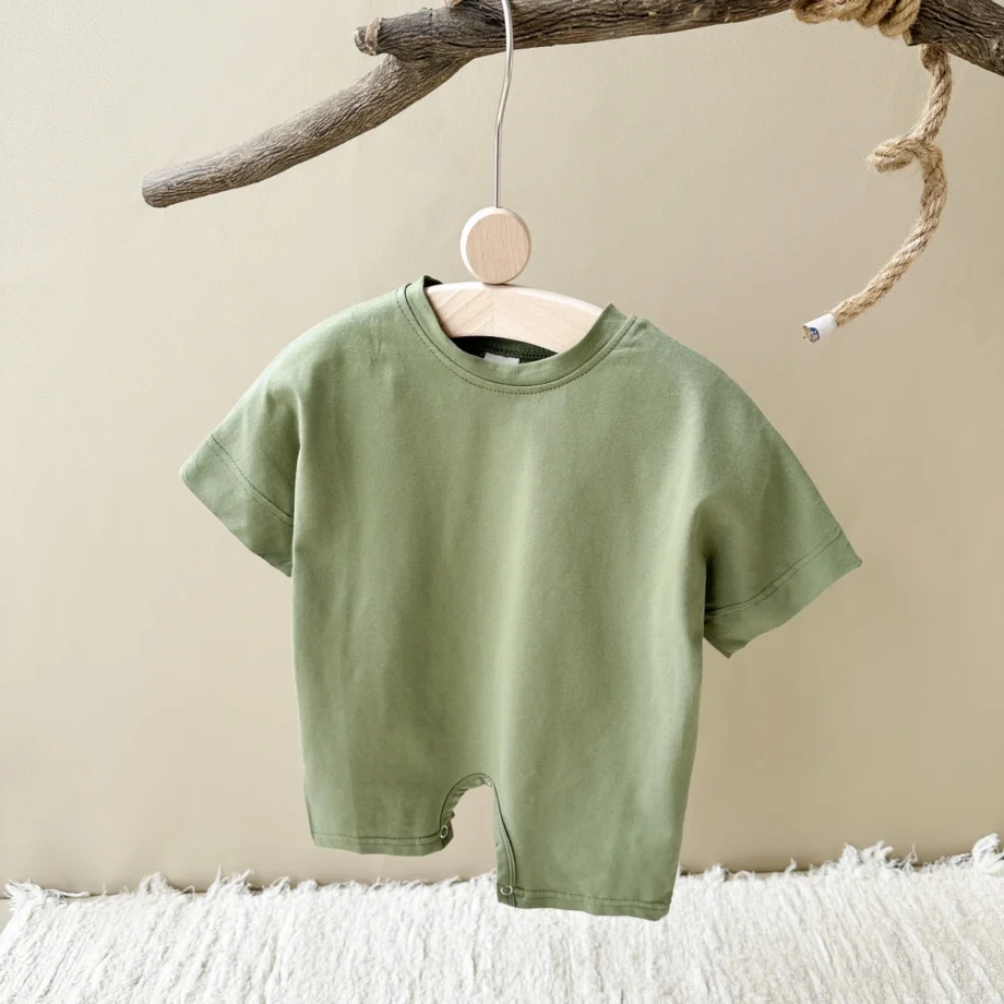 Summer New Fashion Jumpsuit Baby Boys and Girls Newborn Solid Color Short Sleeve Jumpsuit Children's Shorts Jumpsuit