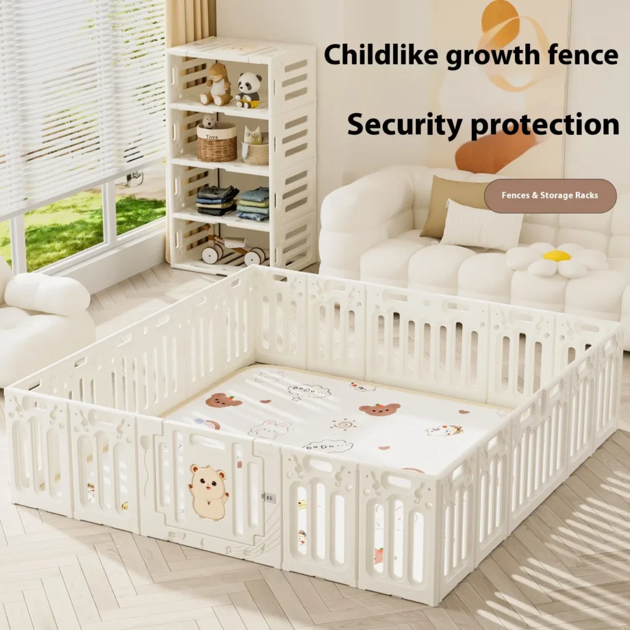 Baby Playpen Safety Fence Indoor Play Yard for Toddlers Kids Activity Center Baby Proofing Guardrail with Play Mat Living Room