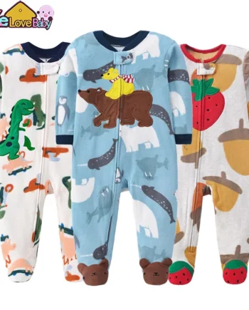 Baby Rompers Spring Autumn Clothes Zipper Fleece Boy Girl Pajamas Newborn Outfit Animal Jumpsuit Infants Clothing 0 -12 Months