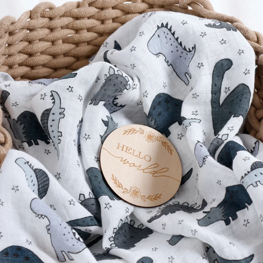 Happyflute 120*110CM Muslin Swaddle For Newborn Bamboo Cotton Summer Blanket Bed Comforter Cute Baby Blankets