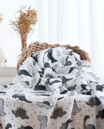Happyflute 120*110CM Muslin Swaddle For Newborn Bamboo Cotton Summer Blanket Bed Comforter Cute Baby Blankets