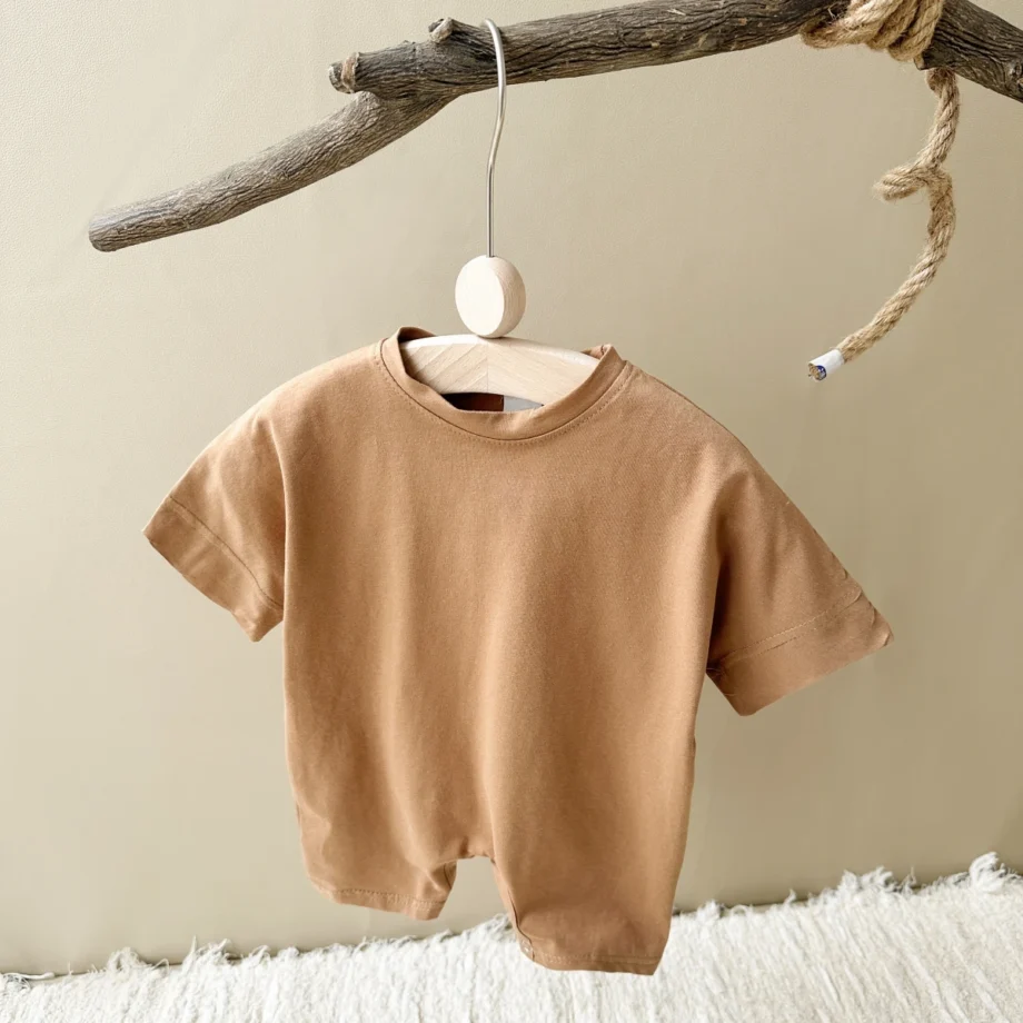 Summer New Fashion Jumpsuit Baby Boys and Girls Newborn Solid Color Short Sleeve Jumpsuit Children's Shorts Jumpsuit