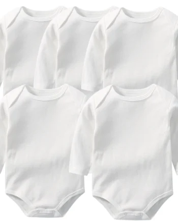 Long sleeves baby bodysuits 100% cotton solid white color newborn baby boy girl rompers infant jumpsuit 0-24 moth