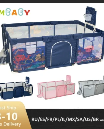 IMBABY New Playpen for Children Cartoon Baby Palypens Basketball Baby Playground Fence for Child Safety Barriers Baby Dry Pool