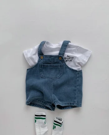 Baby Clothes for Girls Boys T Shirt with Denim Jumpsuit Newborn Clothes Set 2pcs