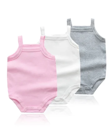 Summer 0-48M Baby Girl Clothes Cotton Material Vest Baby Jumpsuit Solid Color Soft And Comfortable Newborn Baby Bodysuit
