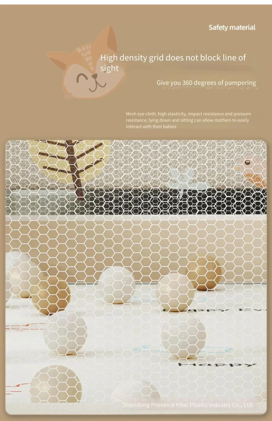 Baby Playpen Safety Gate Soft Mesh Play Yard with Crawling Mat Durable Indoor Play Area for Infants Toddlers Home Protection