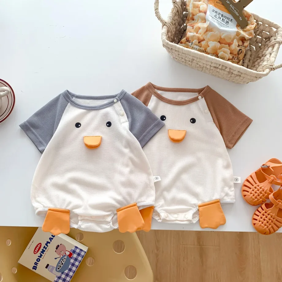 Summer Baby Romper 3D Duck Pattern Short Sleeved Infant Boys Jumpsuit Baby Clothes Cute 0-24Months