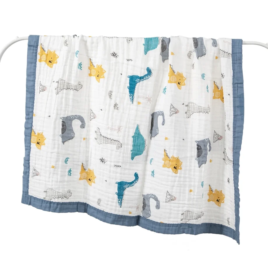 100%Cotton Baby Blankets 6 Layers Gauze Breathable Muslin Cotton Soft Absorbent Newborn Swaddle Blankets Cartoon Baby Bath Towel