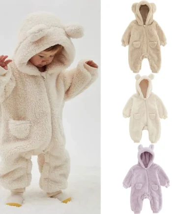 0-2Y Newborn Baby Rompers Spring Autumn Warm Fleece Baby Boys Costume Baby Girls Clothing Animal Overall Baby Outwear Jumpsuits