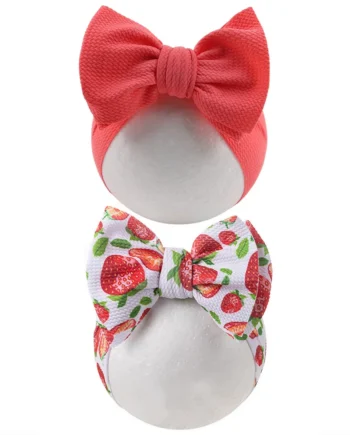 2Pcs/Set Strawberry Flower Pirnt Bullet Baby Headbands Fabric Lemon Rainbow Girls Hairbands Newborn Boys Kids Turban Headwraps