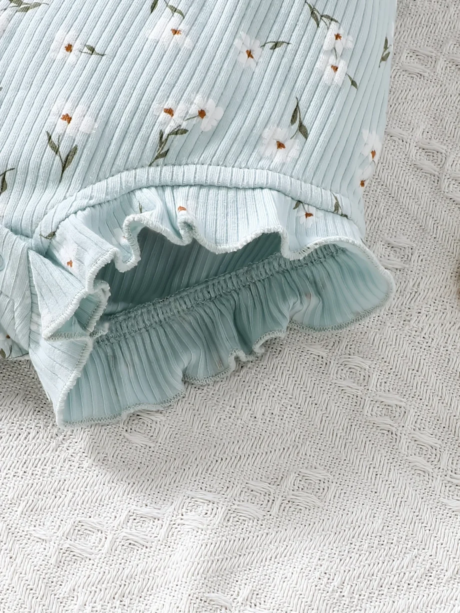 2PCS Summer Baby Girl Jumpsuit with Round Neck Butterfly Sleeve Design, Cute Sweet and Lively Princess Style Newborn Jumpsuit