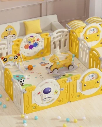 ​Foldable Baby Playpen with Crawling Mat Safety Play Yard Indoor Floor Use No Assembly Needed Toddler Activity Center​