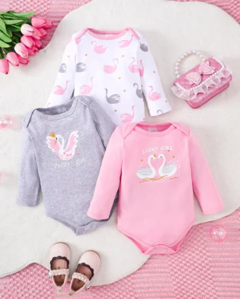3PCS Spring/Summer New Baby Cotton jumpsuit Fashionable Cute Cartoon Unicorn Series Set for Boys Girls Short sleeved jumpsuit