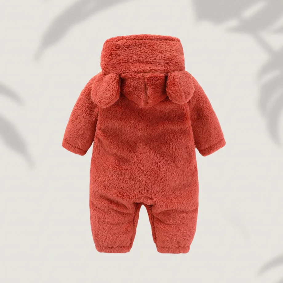2025 Winter 0-12M Newborn Baby Girls Boys Warm Fleece Bear Ear Romper Jumpsuit Thick Cozy Multi-Color Infant Hooded Jumpsuit