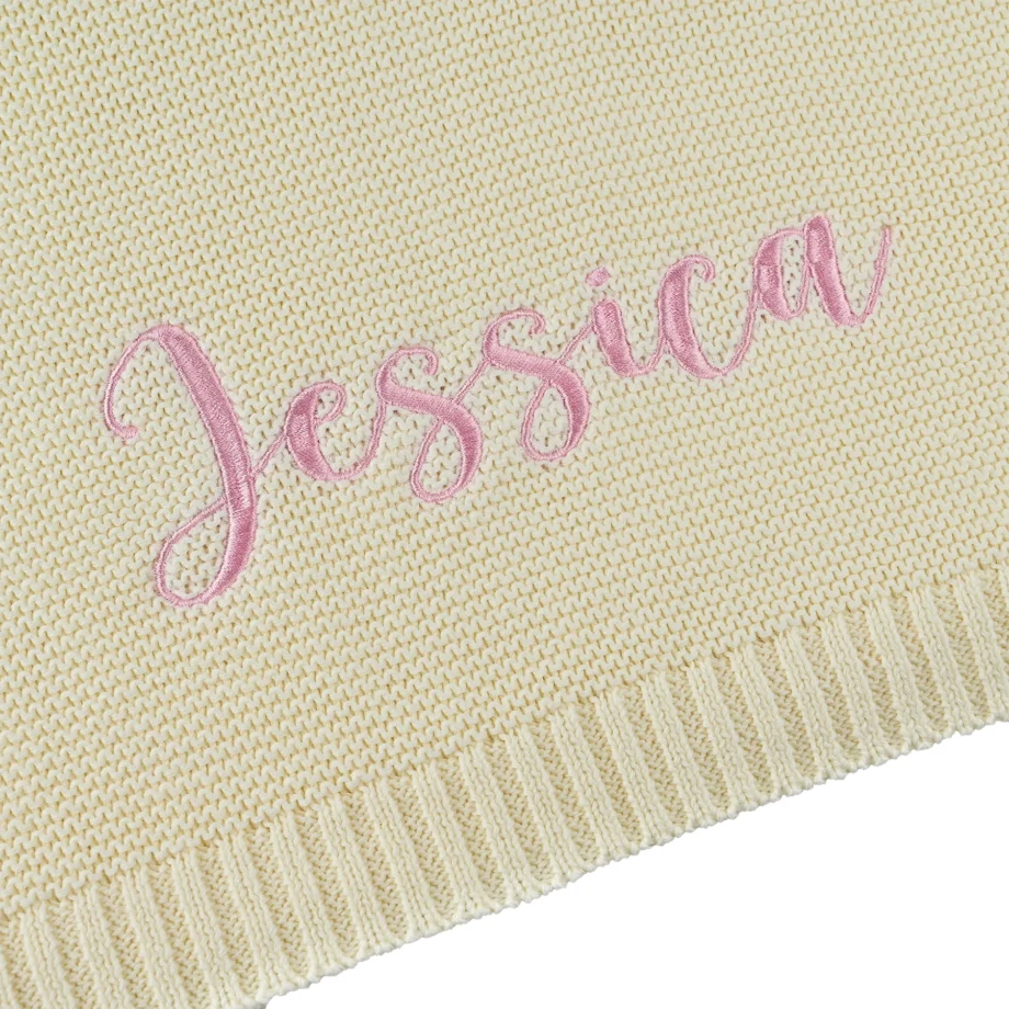 Personalized Baby Swaddle Blanket with Name Custom Knited Baby Blanket with Embroidery Name Baby Newborn Kids Girls Boys Gifts