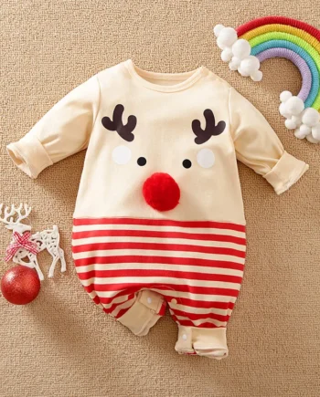 Baby Boy Outfit Christmas elk Infant Clothes Toddler Onesie Costume Romper Jumpsuit 0-18 Months Long Sleeve Newborn Trendy Girls
