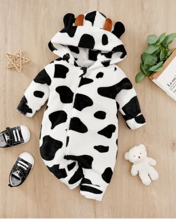 Autumn and winter plush cow jumpsuit, outdoor wear, baby ordinary jumpsuit Adorable Cute Stylish Chic Colorful Soft Comfortable