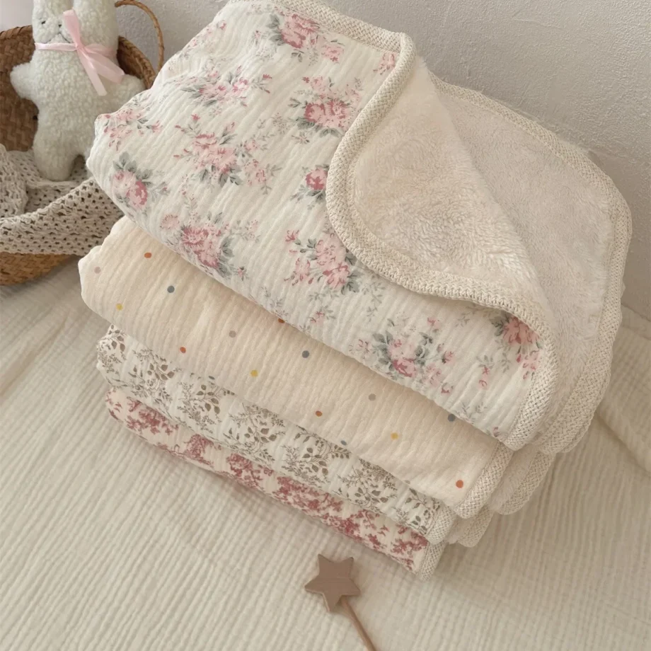 Winter Baby Blanket for Newborn Fleece Cotton Muslin Swaddle Bedding Velvet Stroller Cover New Born Kids Blanket Mother Kids