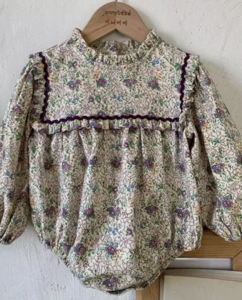Baby Girl Jumpsuits Spring Clothes Vintage Stylish Floral Ruffles Long Sleeve Baby Bodysuit for Infants Rompers Children Clothes