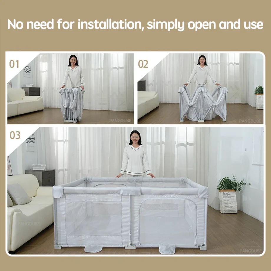 PANGDUBE Foldable Baby Playpen Outdoor Baby Activity Fence Thicken Steel Pipes Kid Folding Playground Baby Games Park Activities