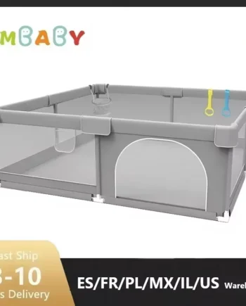 IMBABY Baby Playpens Light Gray Corralito for Baby Playground with Pull Ring Child Safety Barrier Fence Ball Box Game Playpen