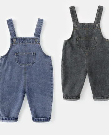 MILANCEL New Arrival Children Clothes Baby Girls Boys Overalls Solid Brief Style Toddler Denim Overol Jumpsuits