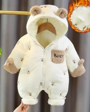 Winter Newborn Baby Romper Thicken Cotton Jumpsuit Infant Onesie Fleece Lining Hooded Rompers for Boy Girl Clothes Kids Outfit