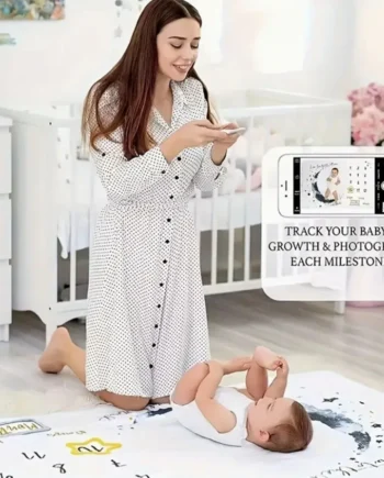 Baby Monthly Milestone Blanket for 1-12 Months Age Growth Blanket with Felt Marker and hair band, Soft Woodland Photo Blanket